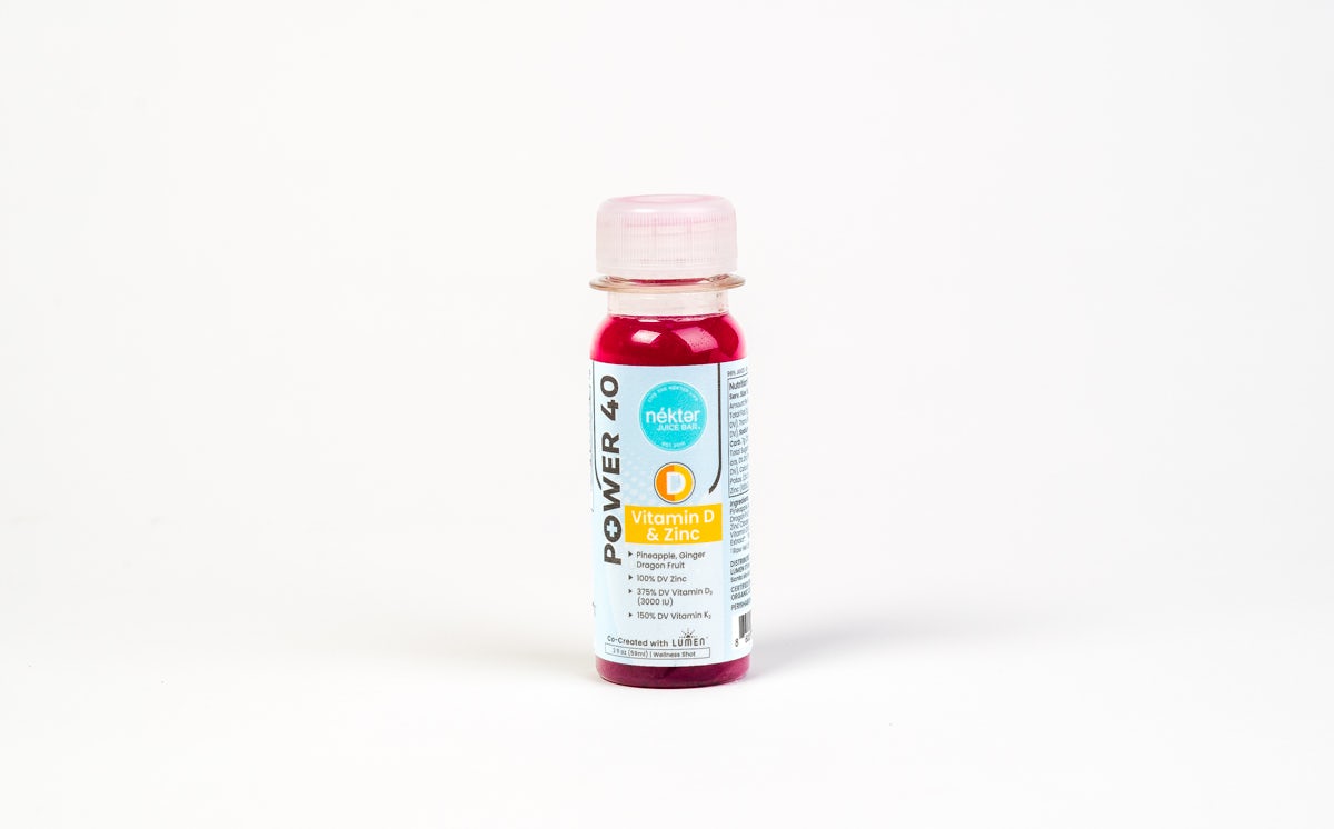 Order Vitamin D and Zinc Shot Power 40 (Bottled) food online from Nekter Juice Bar store, Chino Hills on bringmethat.com