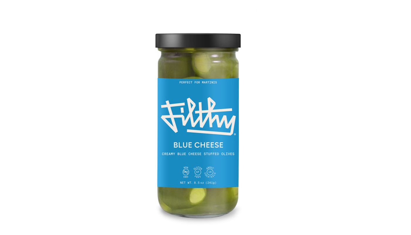 Order Filthy Blue Cheese Stuffed Olives 8oz Jar food online from Country Cousins Liquor & Jr Market store, Sylmar on bringmethat.com