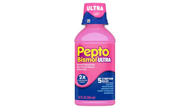 Order Pepto Bismol Ultra 5 Symptom Stomach Relief Liquid Original food online from Red Roof Market store, Lafollette on bringmethat.com