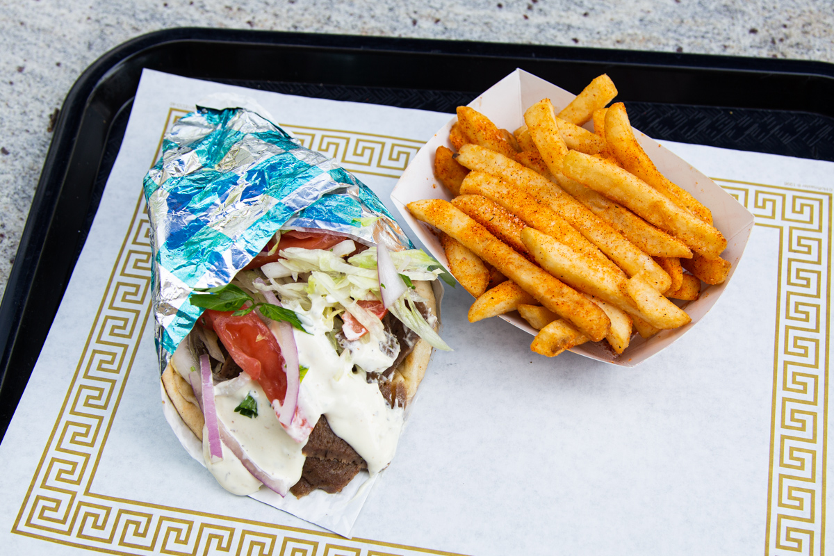 Order 9. Nine oz. Jumbo Gyro with Fries Combo food online from Number One Gyro Shoppe store, Hillard on bringmethat.com