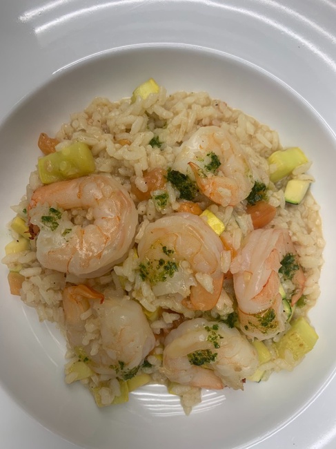 Order Risotto con Gamberi food online from Volare Restaurant & Bar store, Revere on bringmethat.com