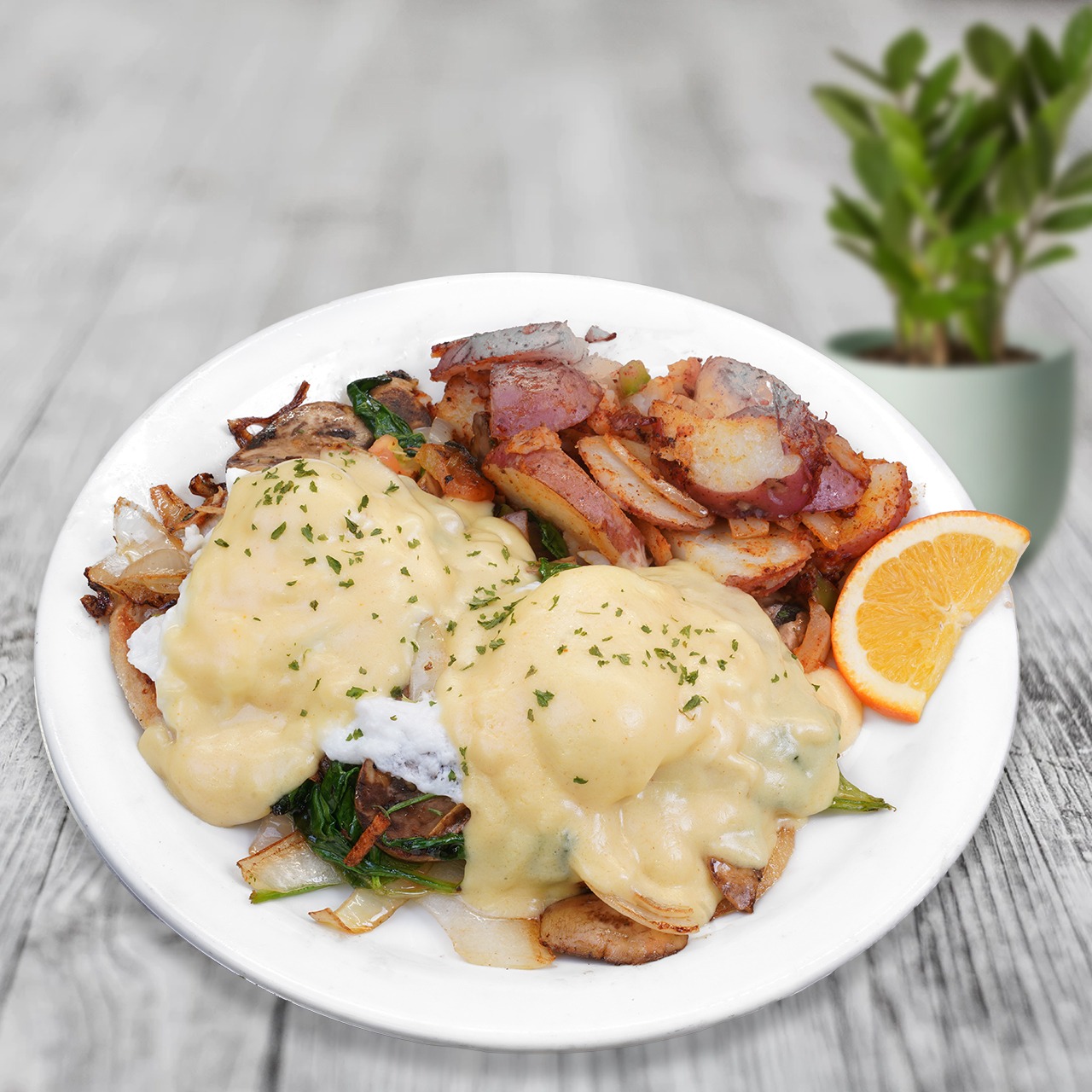 Order Veggie and Spinach Benedict food online from Spires store, Ontario on bringmethat.com