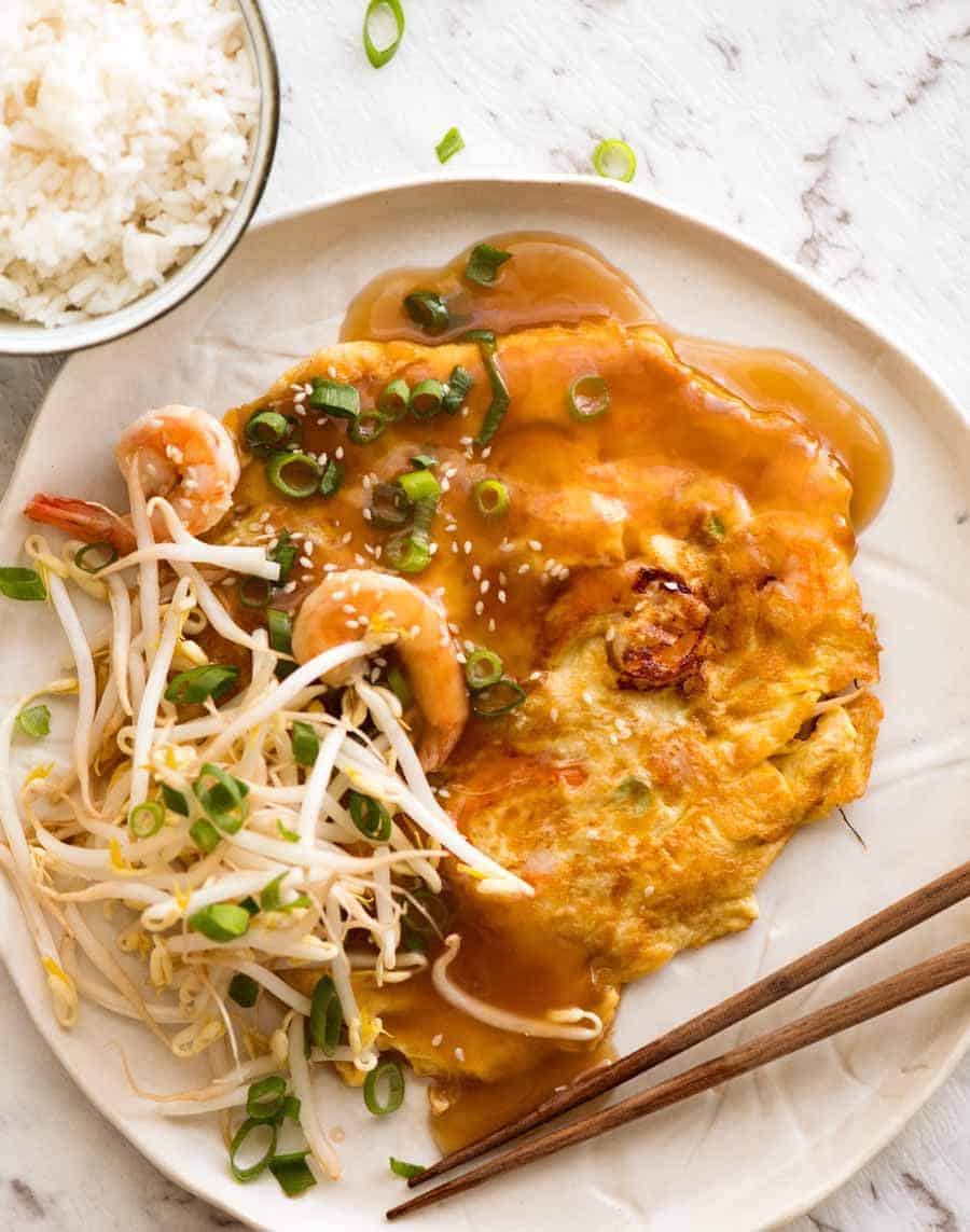Order E3. Shrimp Egg Foo Young food online from China First store, Seattle on bringmethat.com