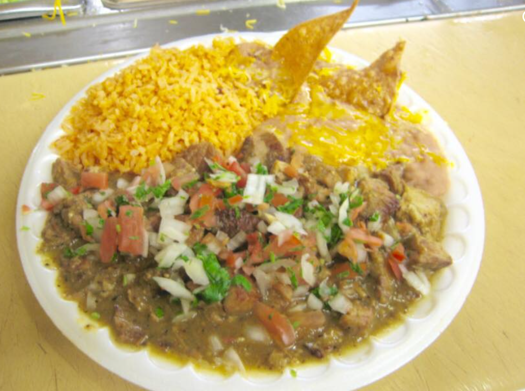 Order #22. Chile Verde Plate food online from Diego Mexican Food store, Oceanside on bringmethat.com