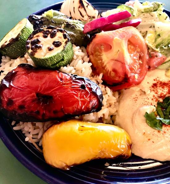 Order Veggie Kebab Plate food online from Sunnin Lebanese Cafe store, Los Angeles on bringmethat.com