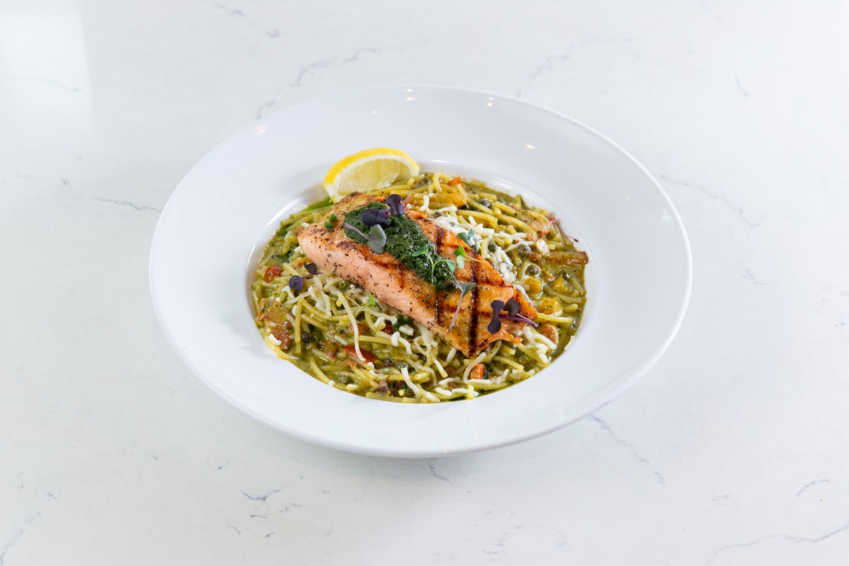 Order GRILLED SALMON PASTA [GF] food online from Bellagreen store, Houston on bringmethat.com