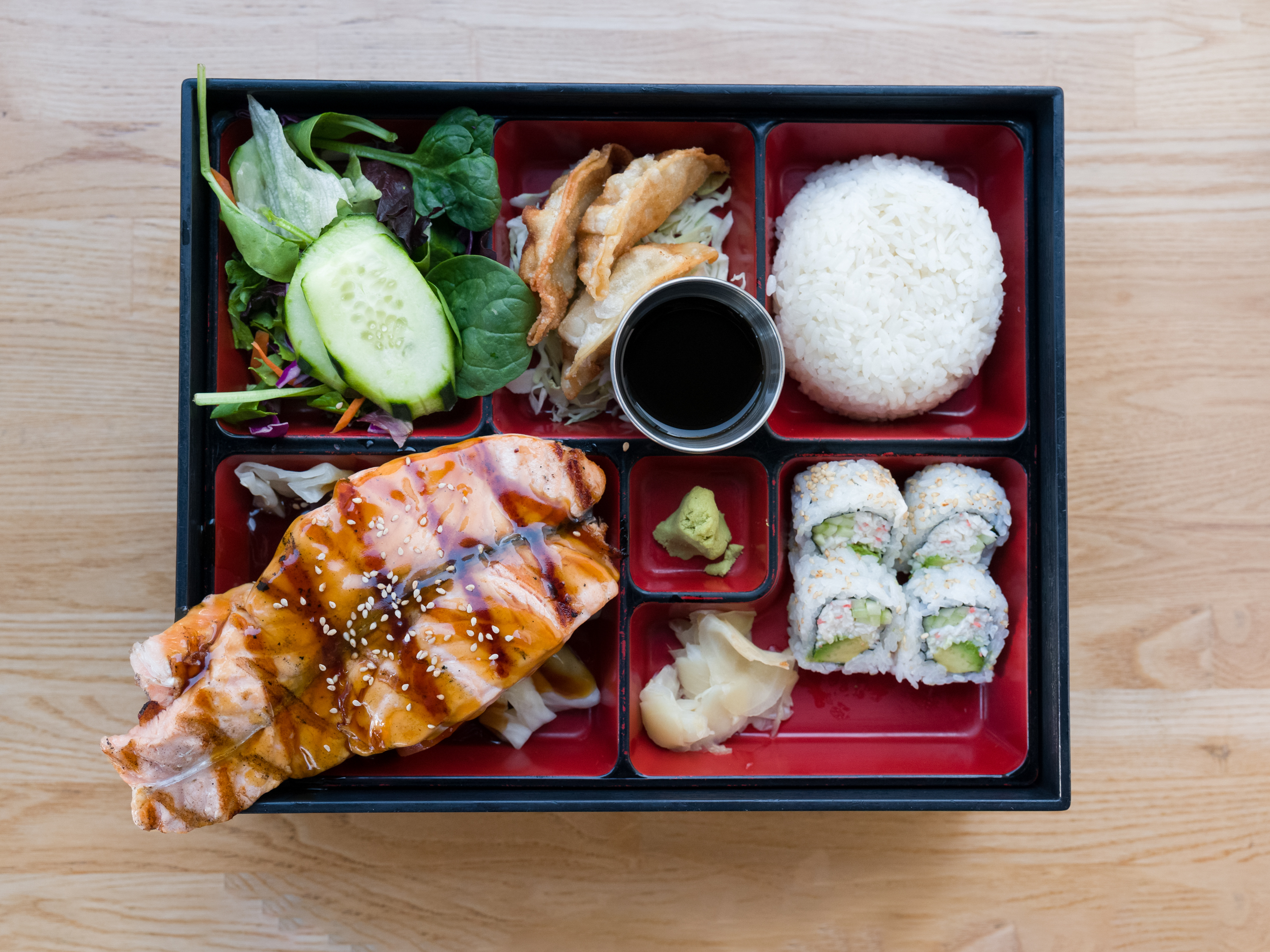Order Salmon Teriyaki Bento Box food online from Roll Call store, Los Angeles on bringmethat.com