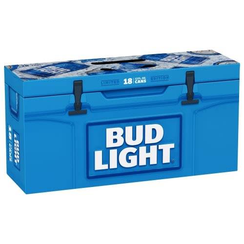 Order Bud Light · Domestic Lager Beer (18 x 12 fl oz) cans  food online from D & B Liquor store, Olmos Park on bringmethat.com