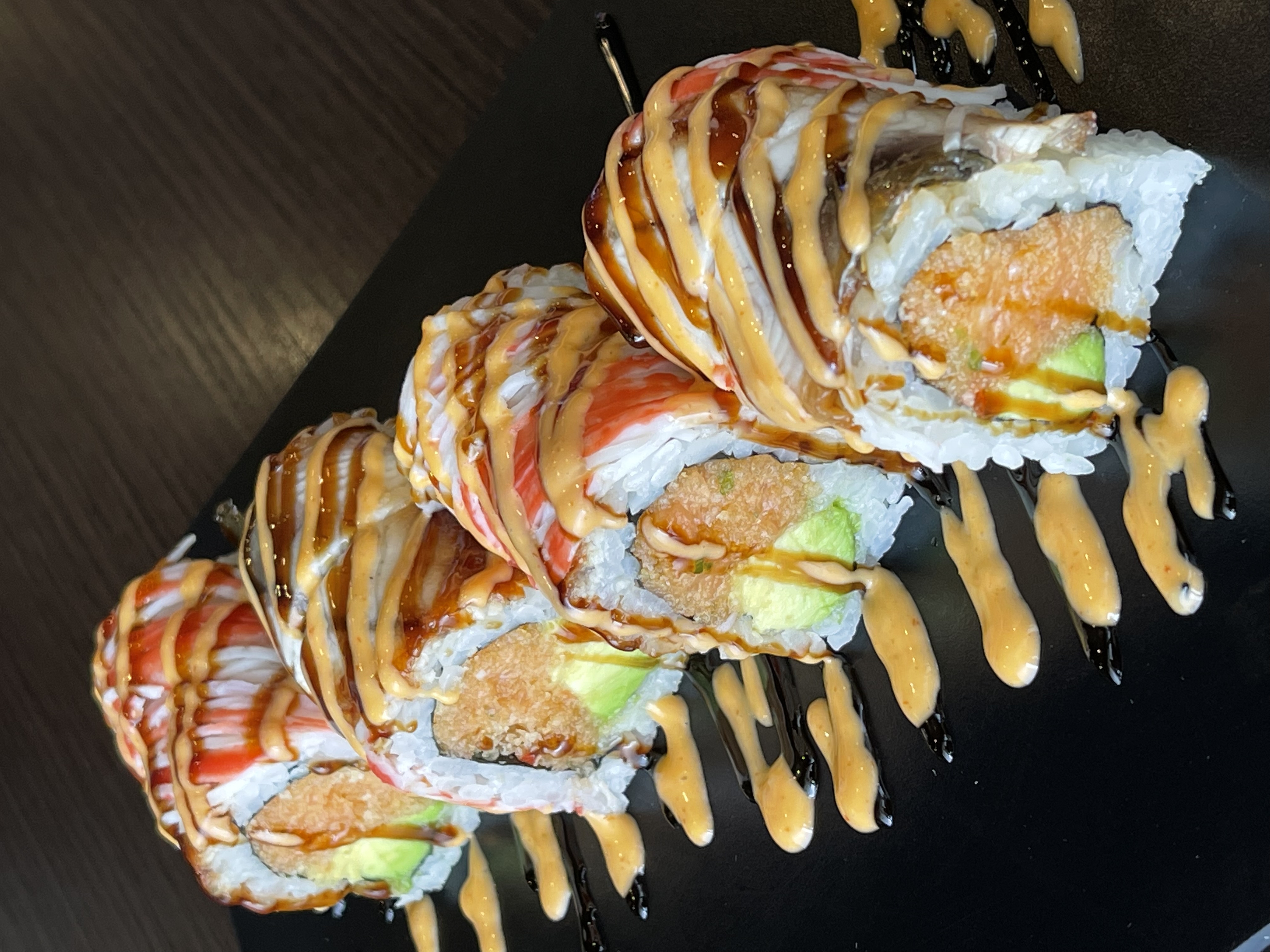 Order 6. Iron Man Roll (RAW) food online from Hachi Sushi store, Loves Park on bringmethat.com