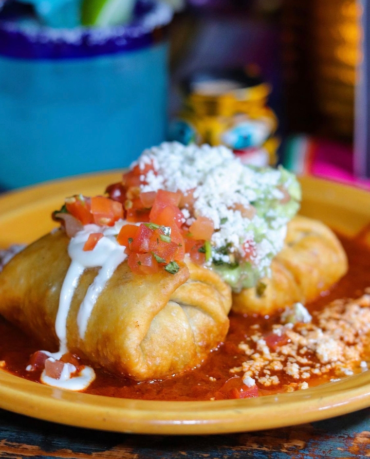 Order Chicken Chimichangas food online from Mad Dog And Beans store, New York on bringmethat.com
