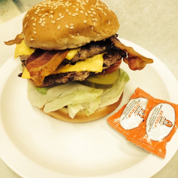 Order 1/4 lb.  Double Bacon Cheeseburger food online from Oxnard Coffee Shop store, Van Nuys on bringmethat.com