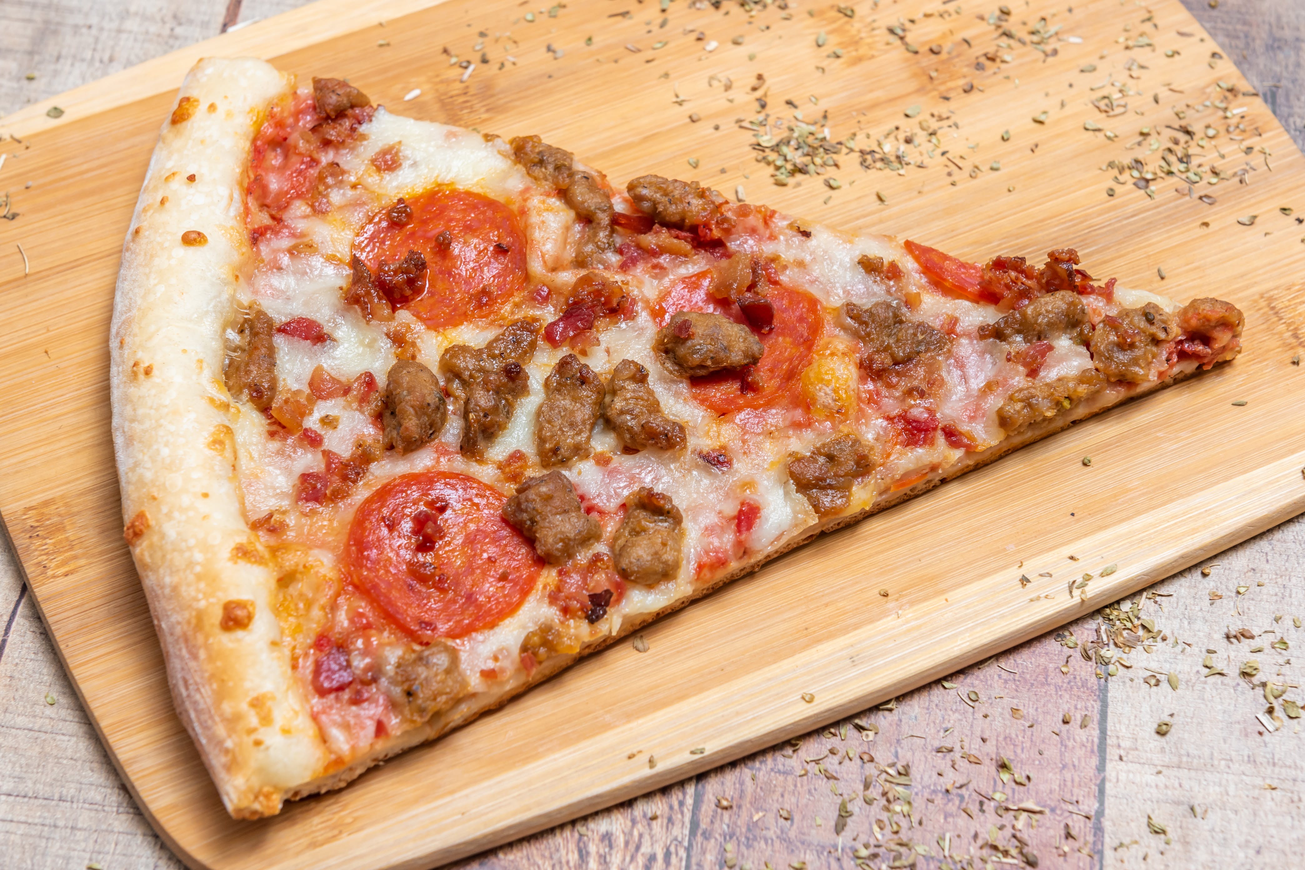 Order Stuffed Meat Lovers Pizza Slice - Slice food online from Ray #1 Pizza store, Whitehall on bringmethat.com