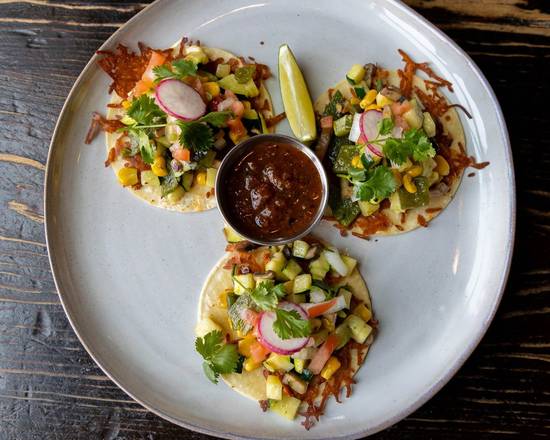 Order Veggie Tacos food online from La Sandia Mexican Kitchen & Tequila Bar store, Denver on bringmethat.com