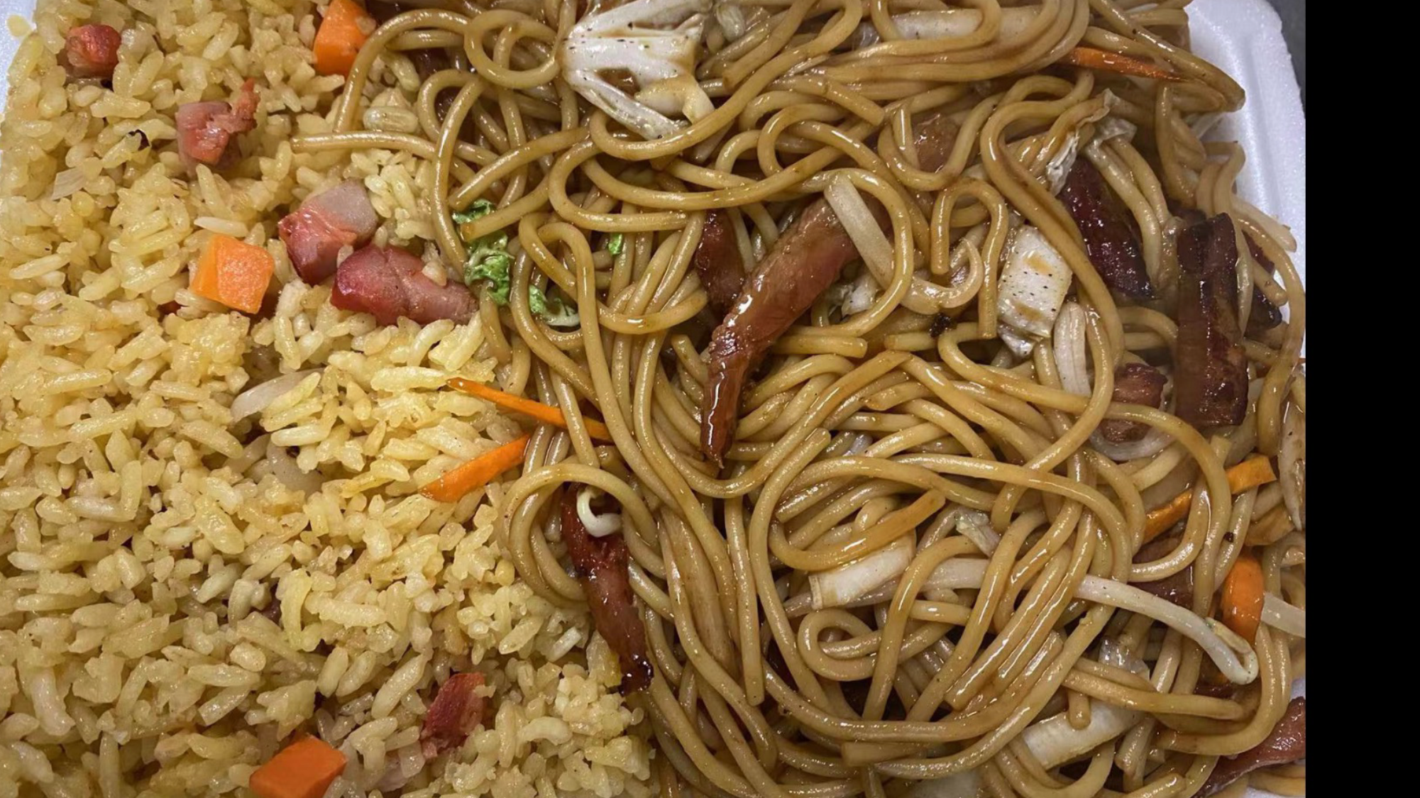 Order  C13. Roast Pork Lo Mein Combo Platter food online from China King store, King Of Prussia on bringmethat.com