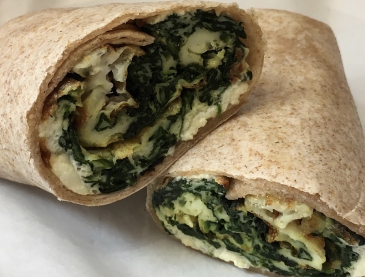 Order Eggs & Spinach Wrap (Baked Egg Whites) food online from Eva's Kitchen store, Kew Gardens on bringmethat.com