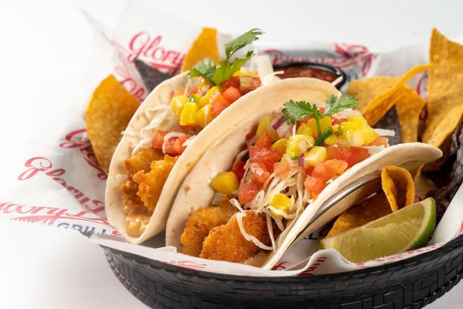 Order FRIED SHRIMP SOFT TACOS food online from Glory Days Grill store, Culpeper on bringmethat.com