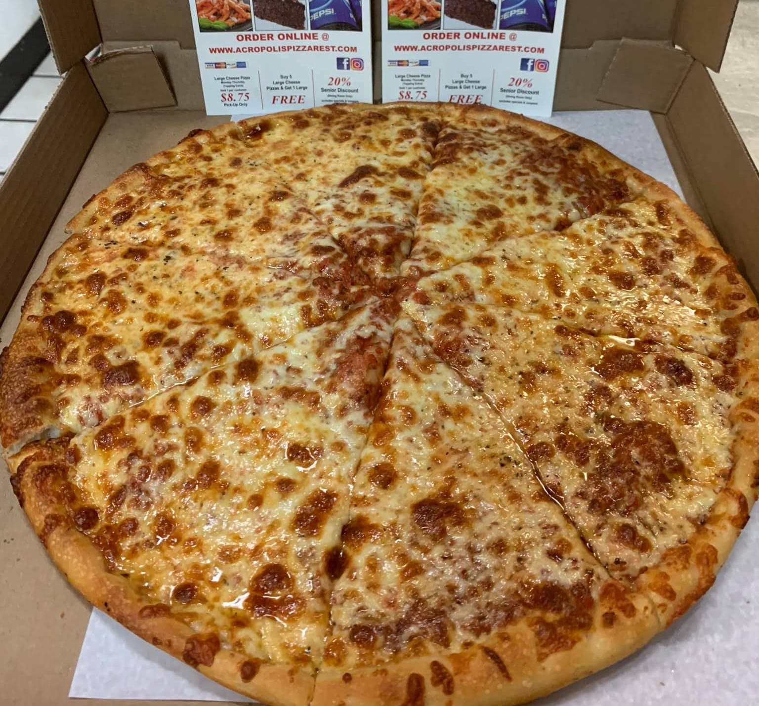 Order Cheese Pizza - Small 12'' (8 Slices) food online from Acropolis Pizza store, Stratford on bringmethat.com