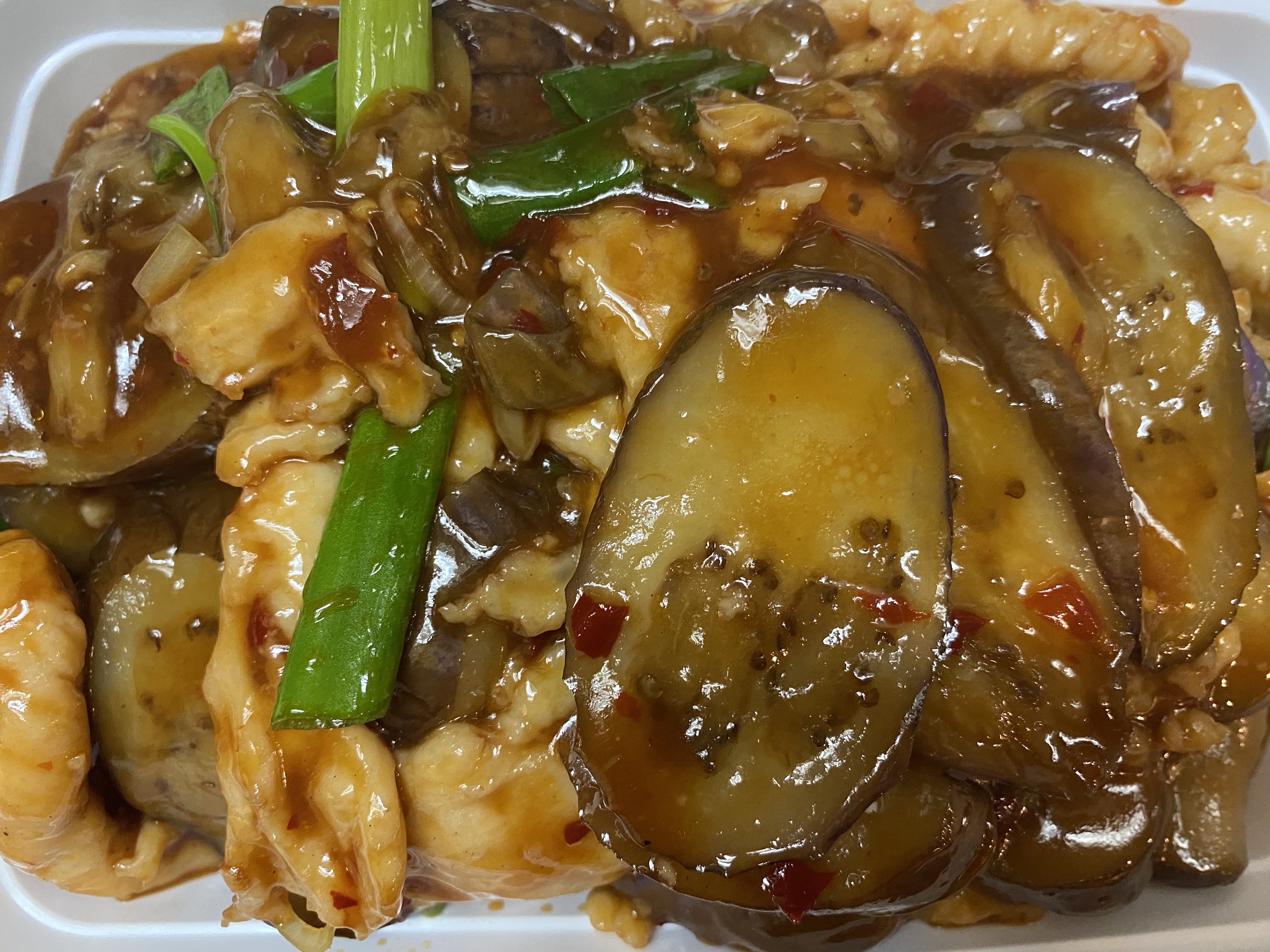 Order Chicken with Egg Plant in Garlic Sauce food online from New Hunan Wok store, Brooklyn on bringmethat.com