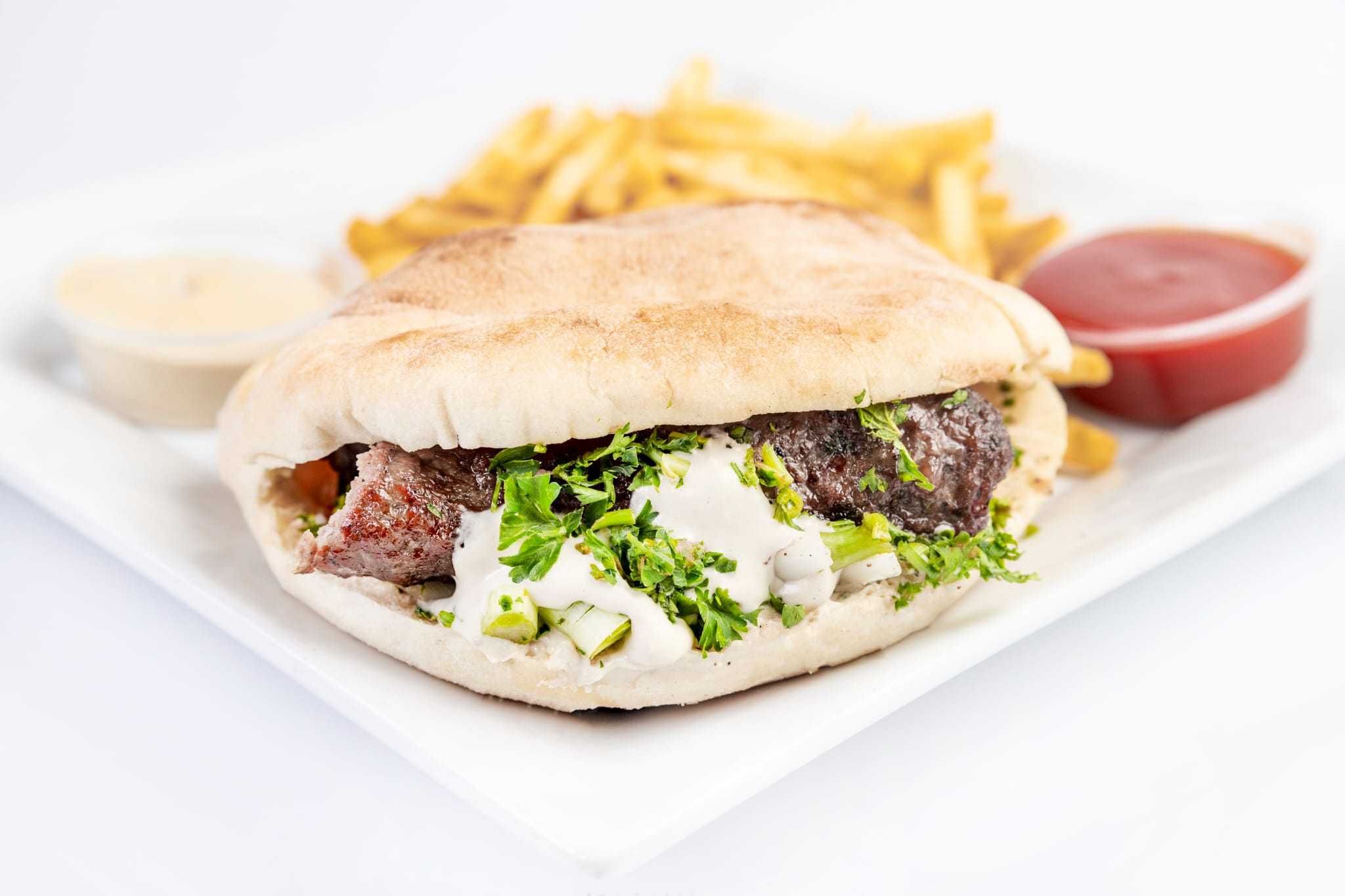 Order Kufta Kabob Sandwich food online from Cairo Restaurant & Cafe store, Anaheim on bringmethat.com