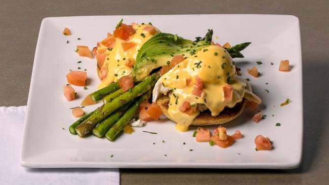 Order Crab Cake Bennies food online from The French Press store, Aurora on bringmethat.com