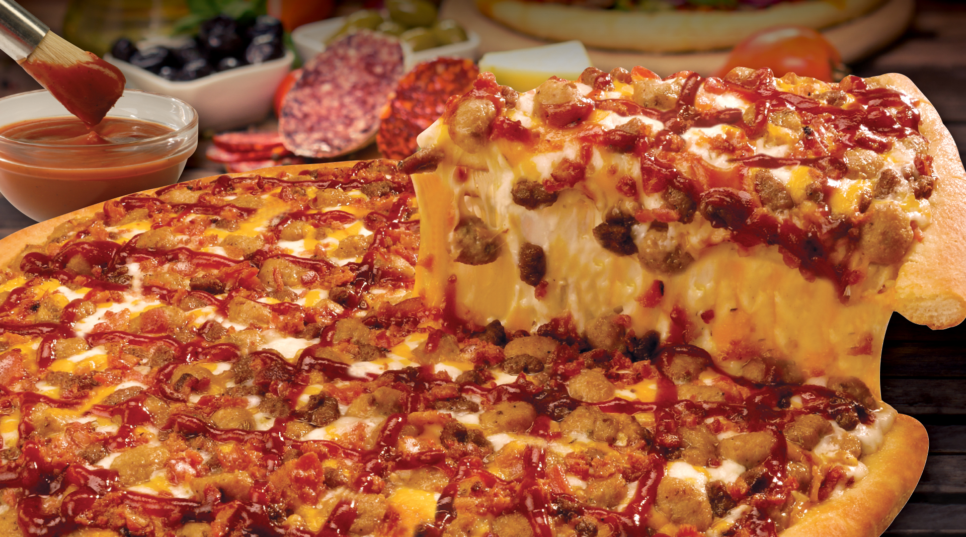 Order Big Daddy BBQ Specialty Pizza food online from Noble Roman Pizza store, Glenview on bringmethat.com