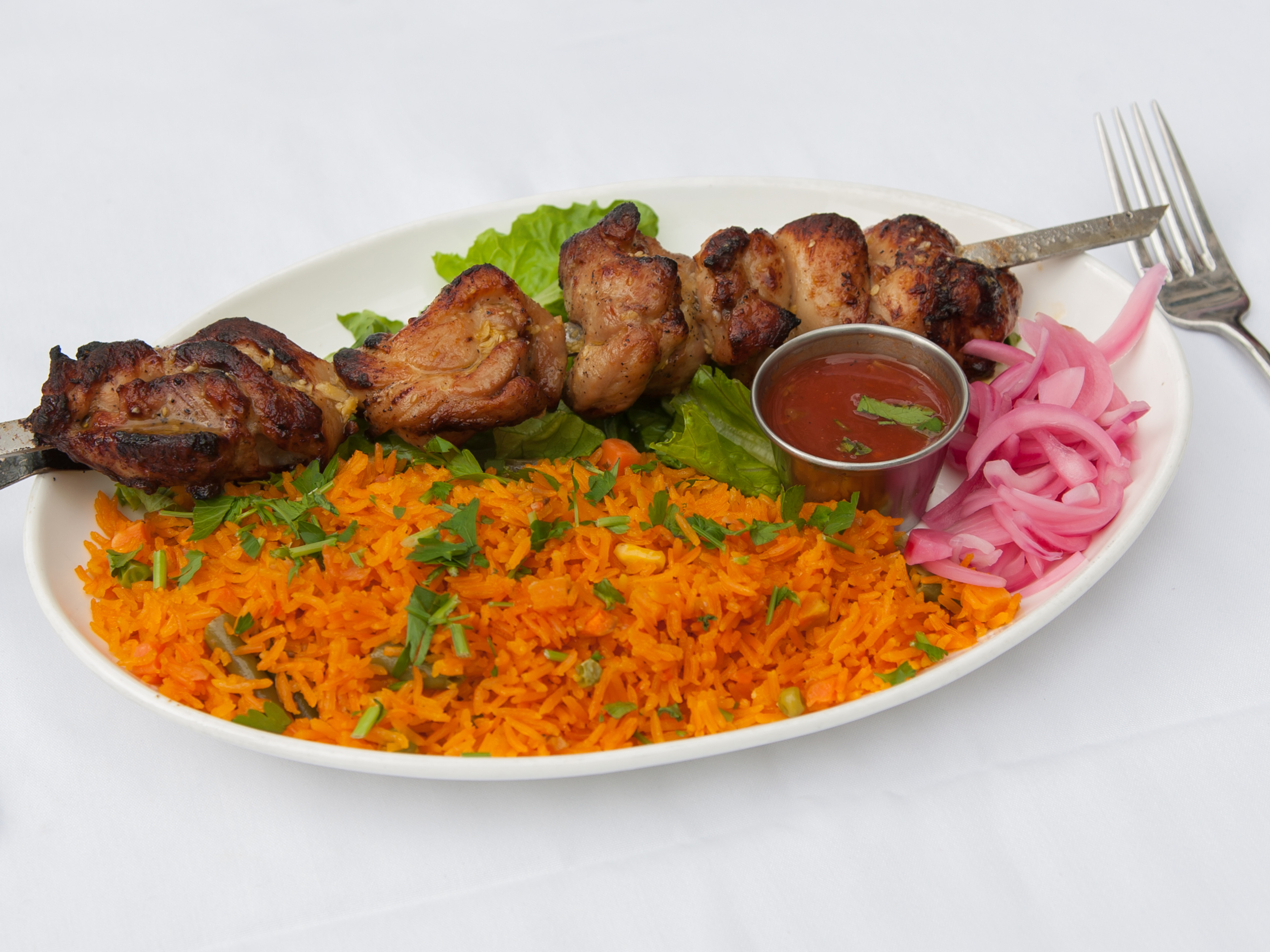 Order Chicken Kabobs food online from Red Square Cafe Lounge store, Chicago on bringmethat.com