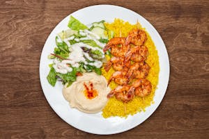 Order 4. Shrimp Kabob food online from The Green Olive store, Pismo Beach on bringmethat.com