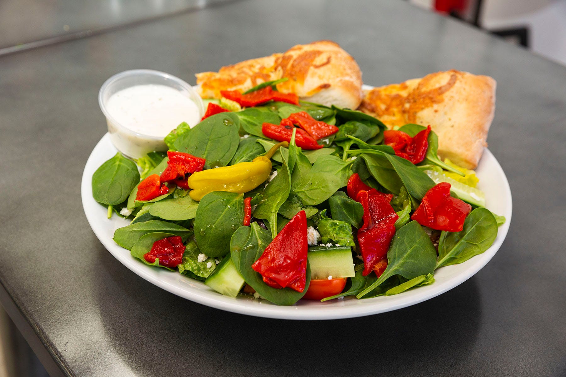 Order Mediterranean Salad - Salads food online from College Pizza store, Boston on bringmethat.com