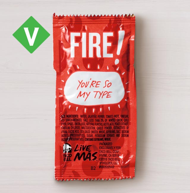 Order Fire Sauce Packet food online from Taco Bell store, Modesto on bringmethat.com