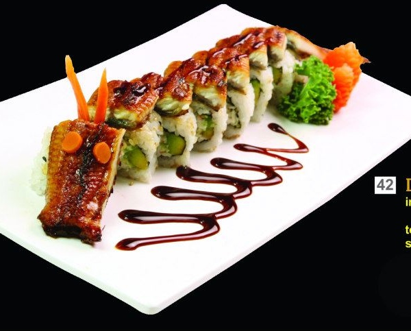 Order 41. Dragon Roll food online from Yes Sushi store, Pasadena on bringmethat.com