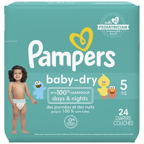 Order Pampers Baby Dry Diapers Size 5 - 24.0 ea food online from Walgreens store, Athens on bringmethat.com