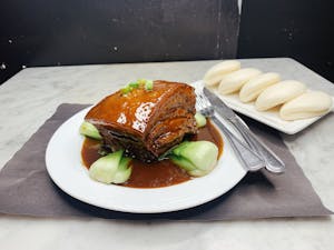 Order P1. Braised Pork Belly Cube (4 buns) food online from Shanghai Fresh store, Cambridge on bringmethat.com