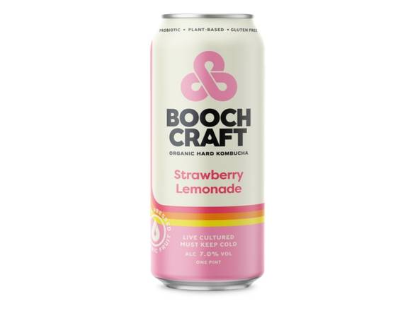 Order Boochcraft Strawberry Lemonade - 16oz Can food online from Shell Beach Liquor & Deli store, Pismo Beach on bringmethat.com