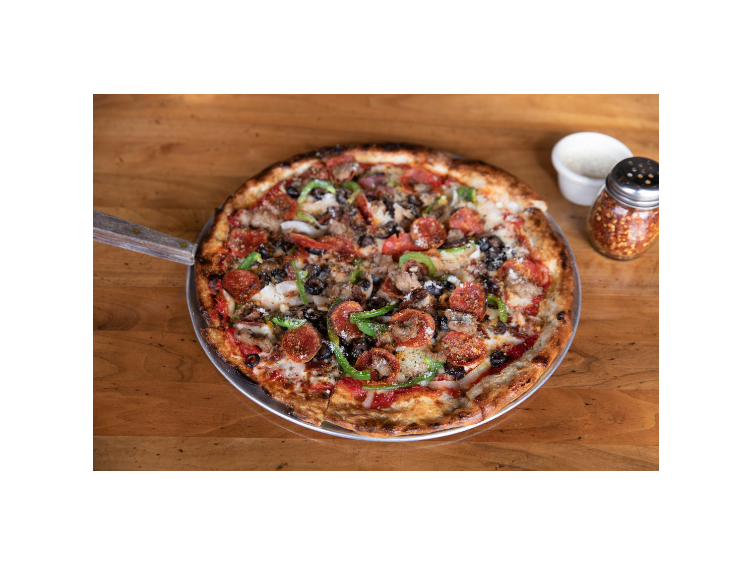 Order CLASSIC SUPREME 14" food online from Patxi's Chicago Pizza store, San Francisco on bringmethat.com