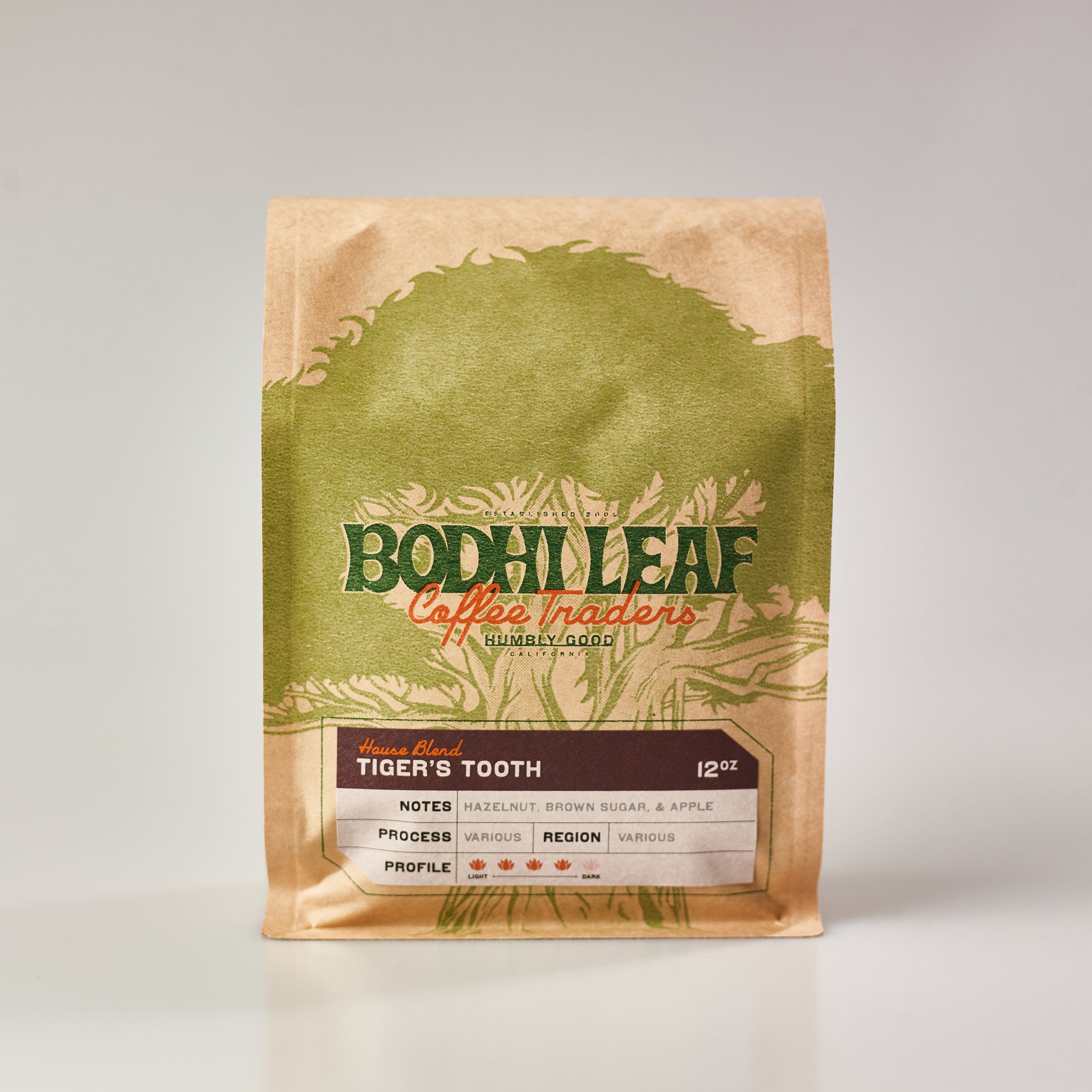 Order Tiger's Tooth Espresso - 12oz Bag  food online from Bodhi Leaf Coffee Traders store, Placentia on bringmethat.com