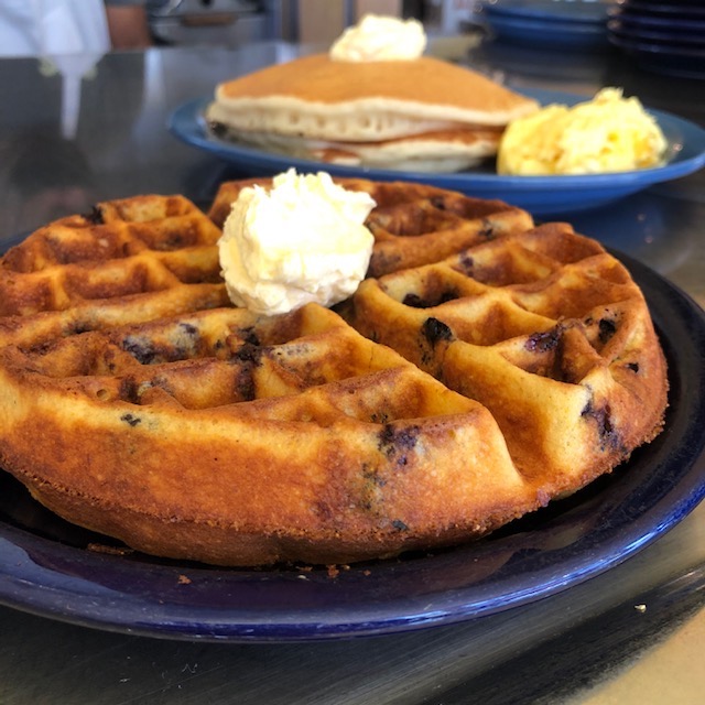 Order Blueberry Cornbread Waffle food online from Cafe 222 store, San Diego on bringmethat.com