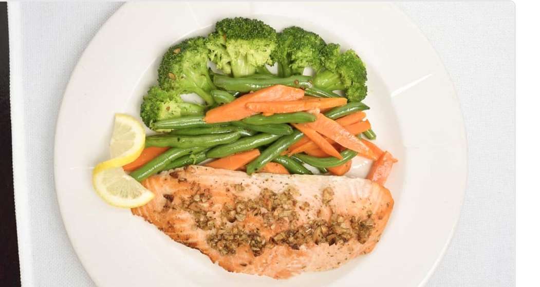 Order Grilled Salmon and Vegetables food online from Chris Pizza store, Clifton on bringmethat.com