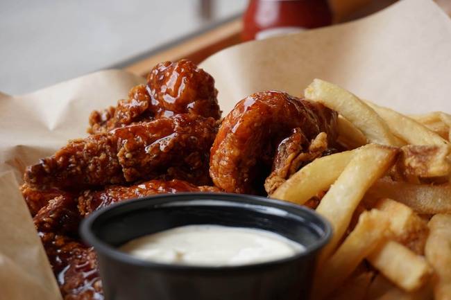 Order Combo #1: 1/2 lb Boneless Wings & Fries food online from Jack's Grill store, Ithaca on bringmethat.com