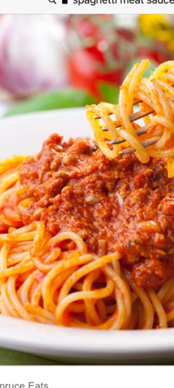 Order Spaghetti with meat sauce (signature) food online from Fat Tomato Pizza store, Rancho Palos Verdes on bringmethat.com