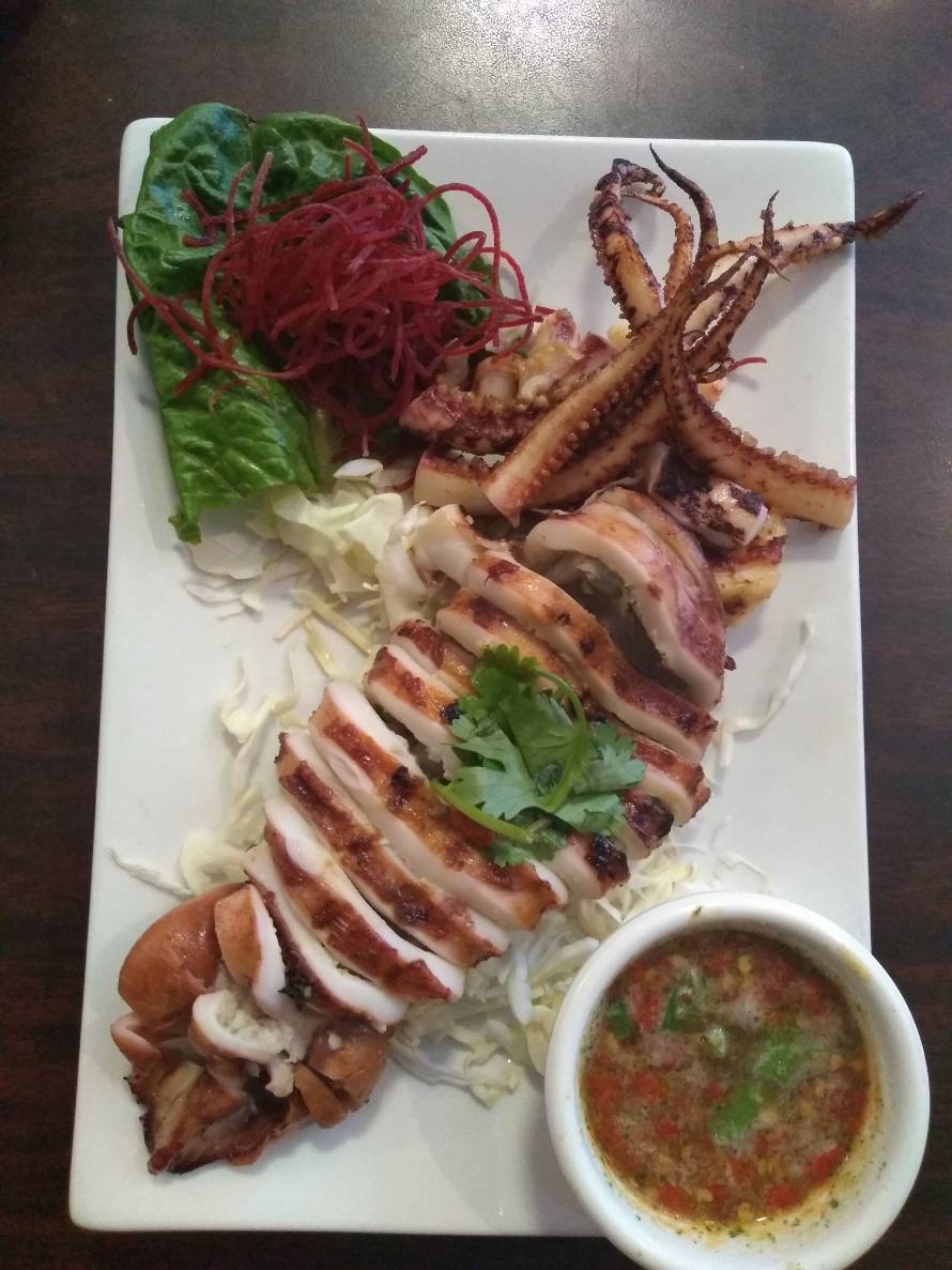 Order Grilled Jumbo Squid Special food online from Lucky Thai store, Las Vegas on bringmethat.com