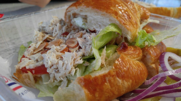 Order 58. Tuna Almond Sandwich on Croissant food online from Lee Sandwiches store, Corona on bringmethat.com