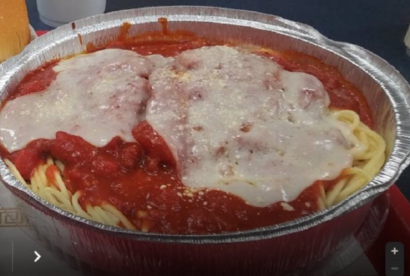 Order Chicken Parmigiana Pasta - Pasta food online from Dimitri Carry Out store, Baltimore on bringmethat.com