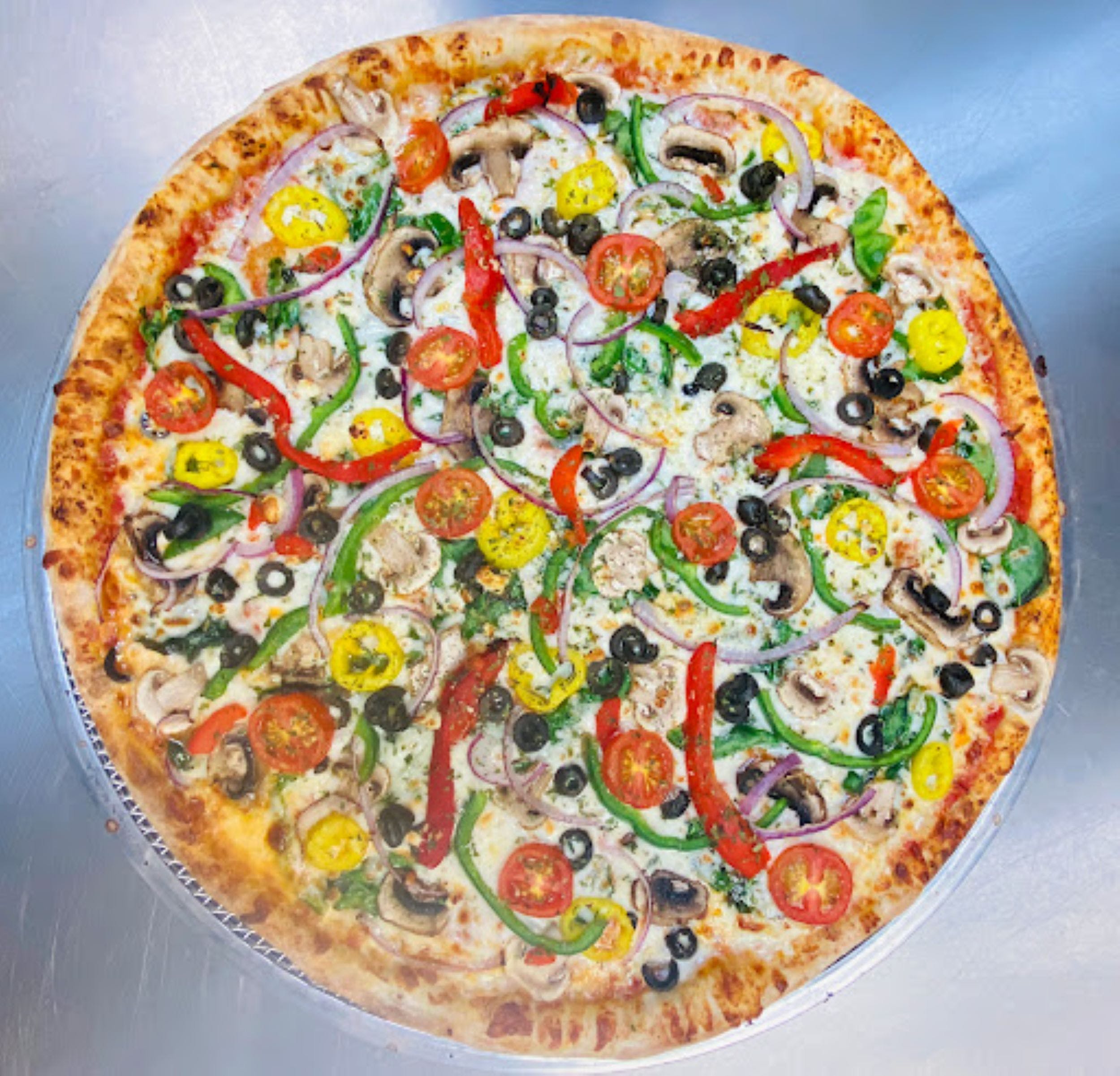 Order Veggie Pizza - Medium 12" food online from Moh Pizza store, Bowie on bringmethat.com
