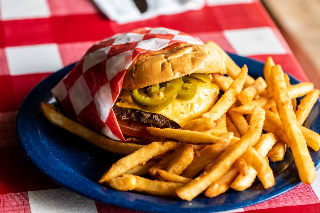 Order Jalapeno Cheeseburger food online from The Texan Cafe & Pie Shop store, Hutto on bringmethat.com