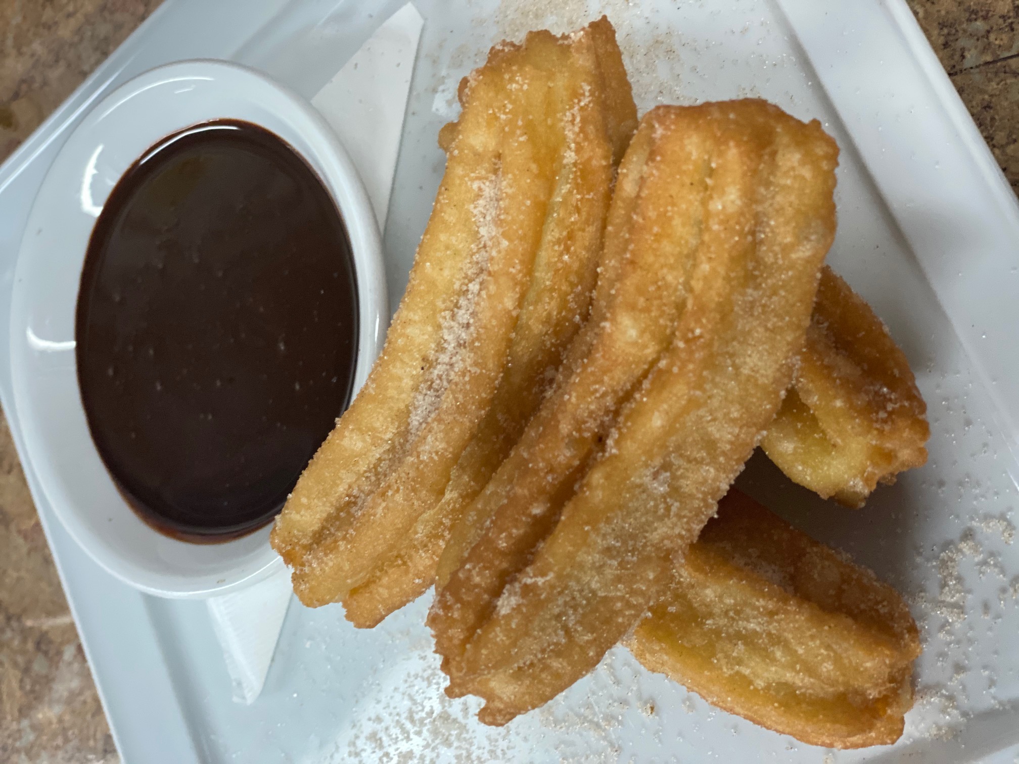 Order Churros with Chocolate Sauce food online from Dahlia Mexican Grill store, San Mateo on bringmethat.com