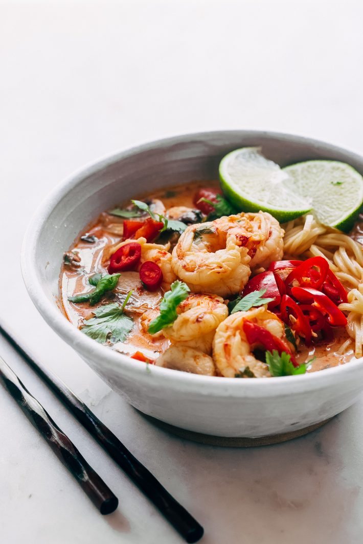 Order (SPICY) Tom Yum Noodle Soup food online from Zabb Thai Kitchen store, West Nyack on bringmethat.com