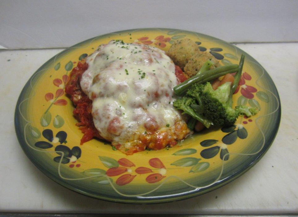 Order Veal Parmigana food online from Monica Cafe Restaurant store, Pompton Lakes on bringmethat.com