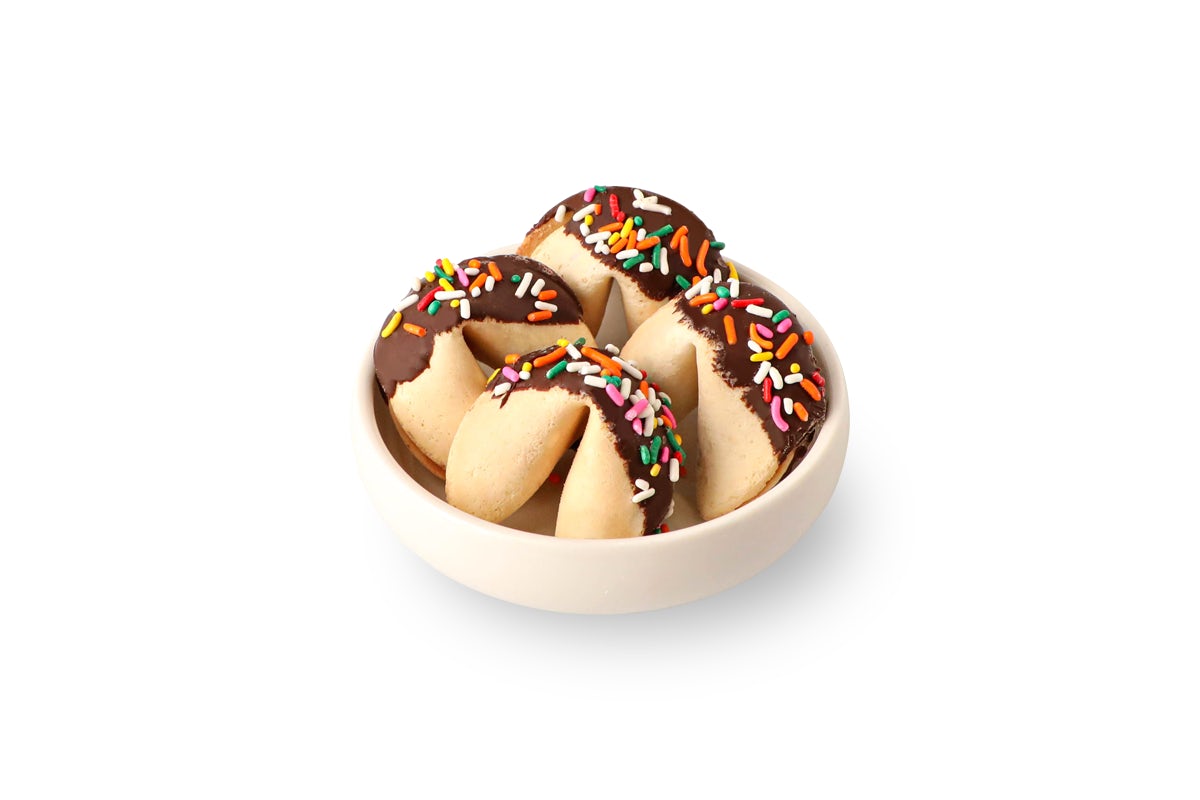 Order CHOCOLATE DIPPED FORTUNE COOKIES (4) food online from Pick Up Stix store, Escondido on bringmethat.com