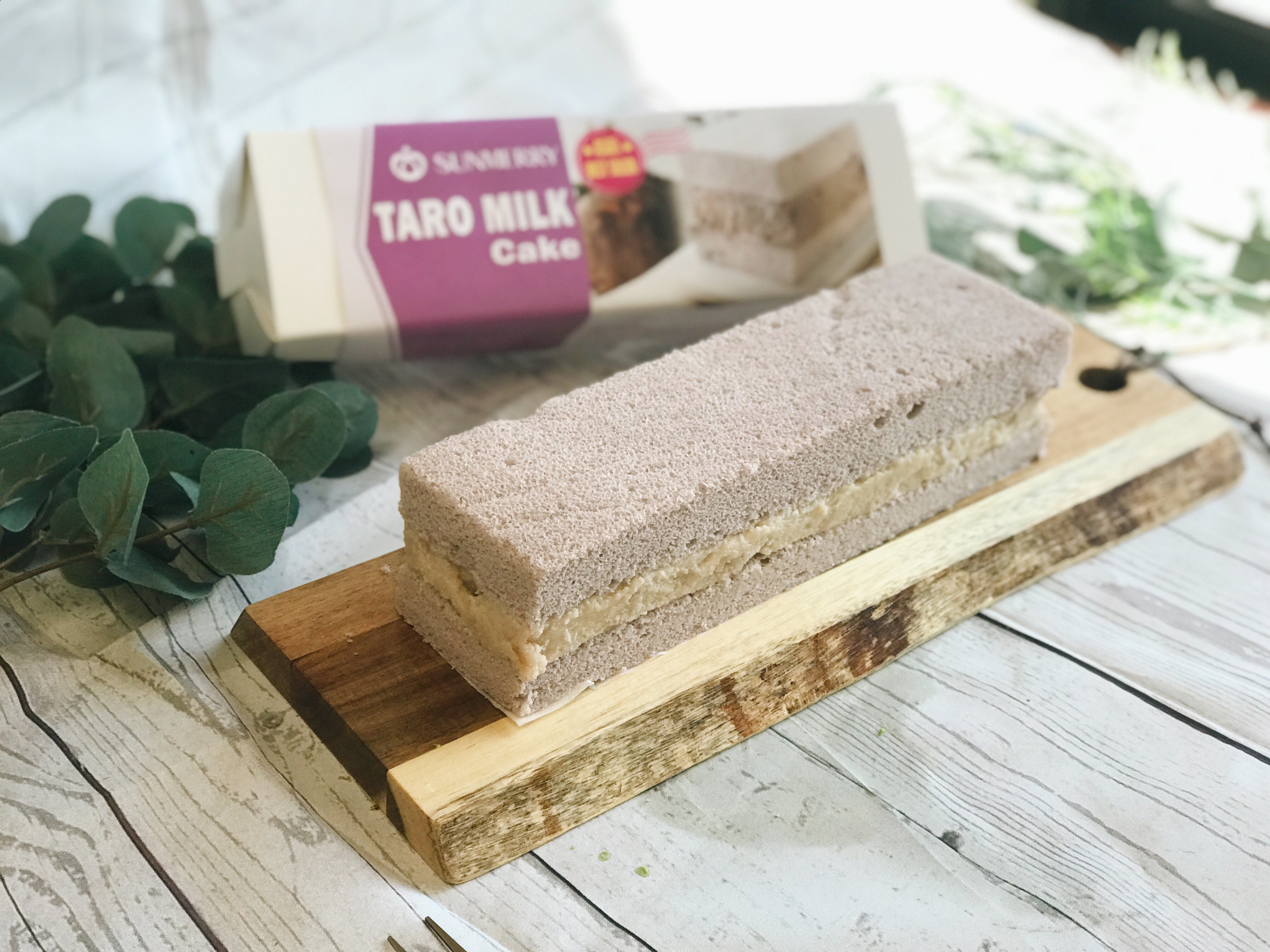 Order Taro Milk Long Cake Box food online from Sunmerry Bakery store, Temple City on bringmethat.com
