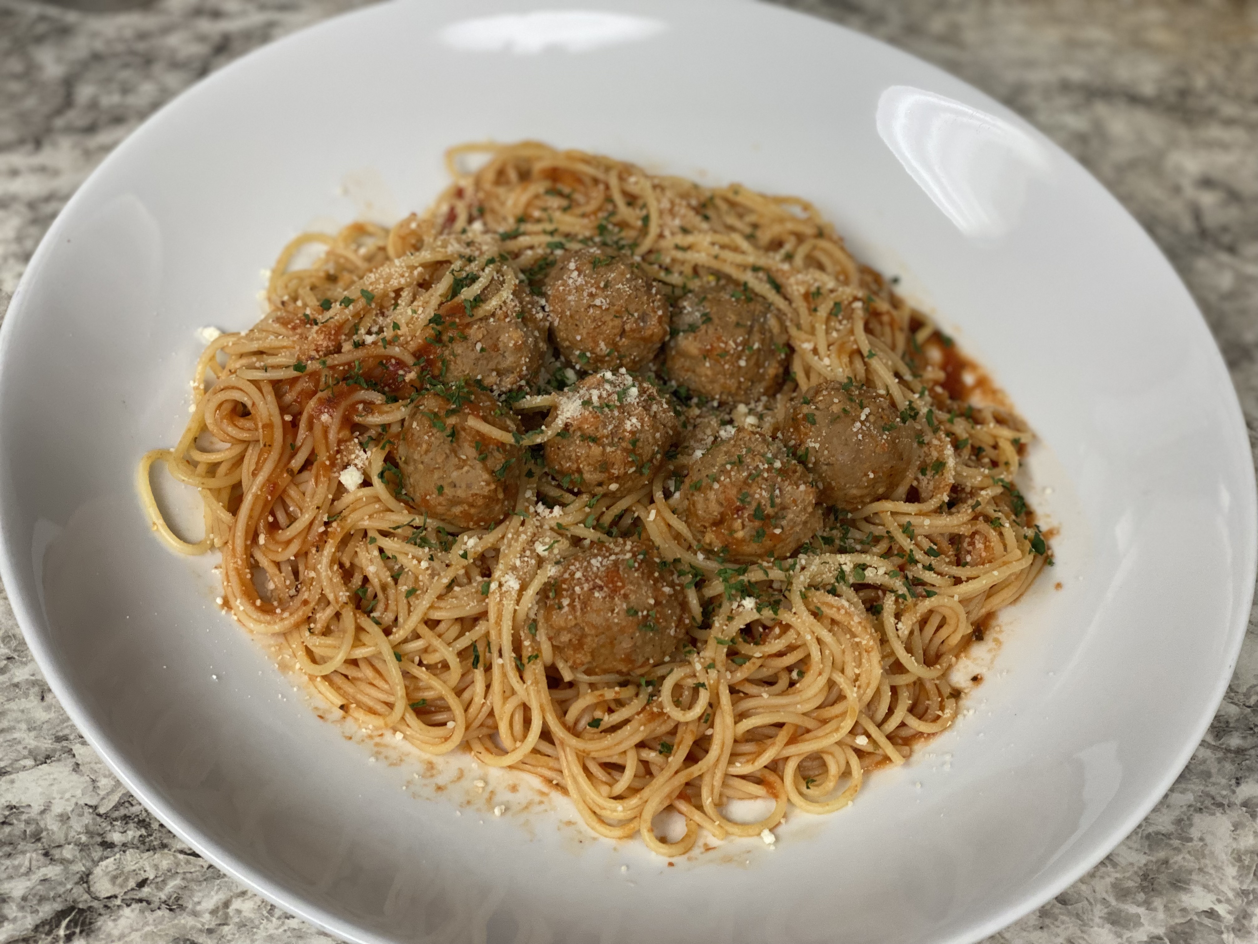 Order Q1. All Beef Meatball Spaghetti 義大利牛肉丸麵 food online from Uncle Chen Primetime store, State College on bringmethat.com